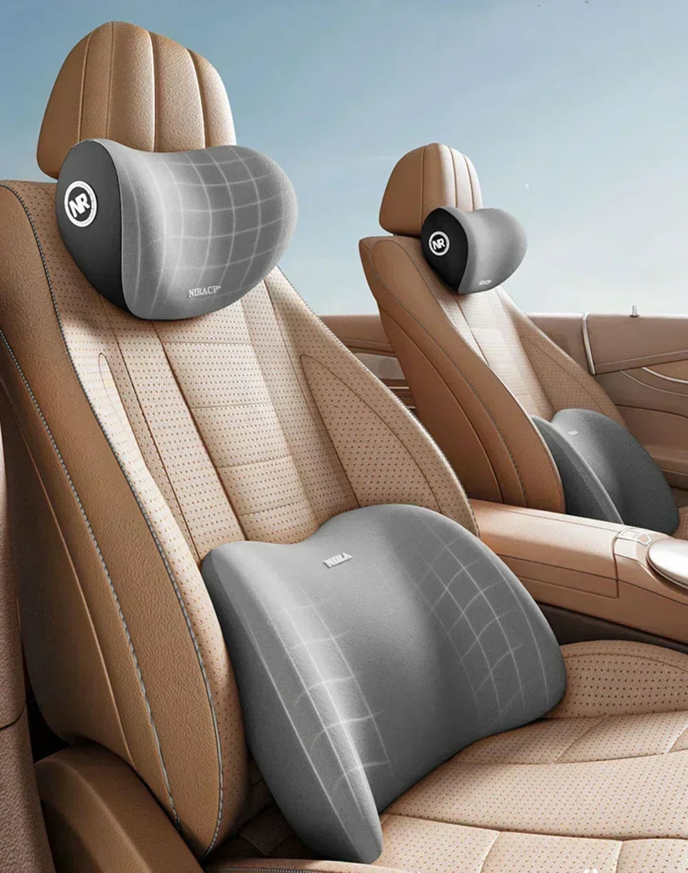 Auto-Kopfstütze & Lendenwirbelstütze aus Memory Foam